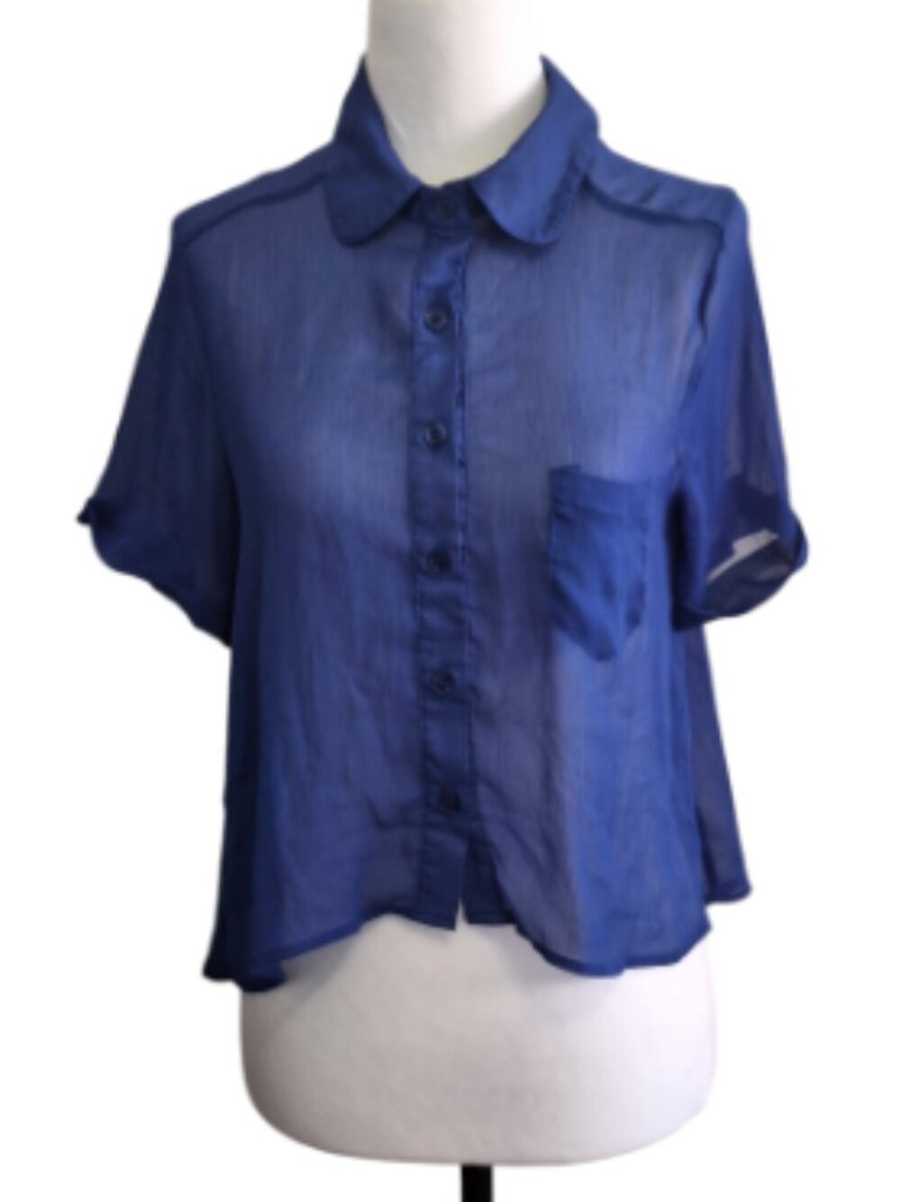 SEDUCTIONS  SHORT SLEEVE BLOUSE BLUE  SIZE SMALL